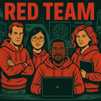 A comic-style picture of a red team